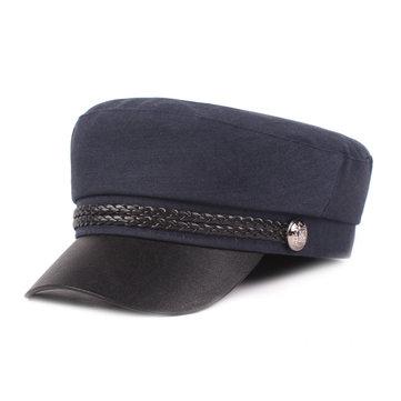Veste en cuir casquette marine casquette plate casquette militaire rétro
