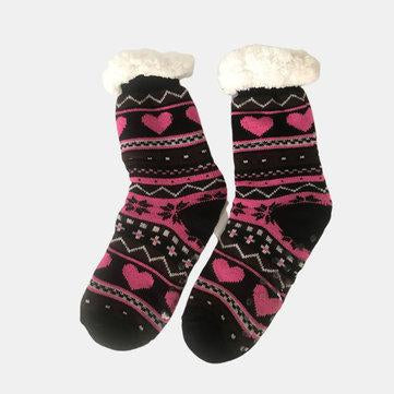 Chaussettes anti-ski en velours jacquard Chaussettes en tricot d'agneau épaississantes
