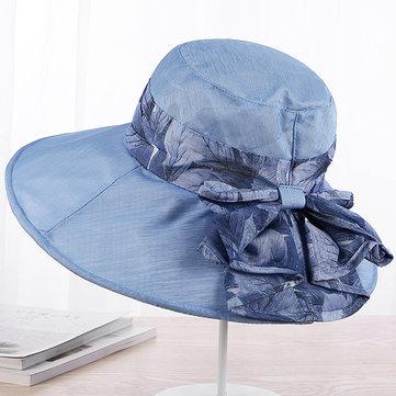 Womens Bowknot Foldable Summer Bucket Hat
