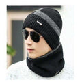 Men's beanie collar set Plus Cashmere knitted wool hat