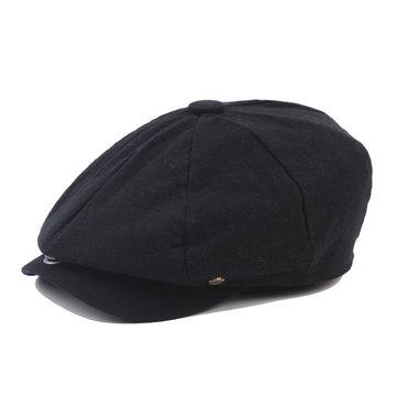 Chapeau Unisexe Coton À Britannique Béret Décontracté Vintage Solide Style Peintre Avec Visière Devant