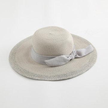 Chapeau Sun Seaside en coton de couleur unie avec nœud en lin