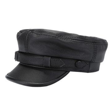 Chapeau plat chaud en cuir