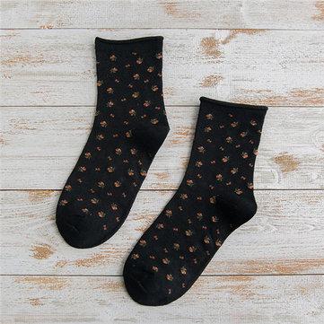 Le coton moyen floral bouclé de ressort chaussette le coton respirant