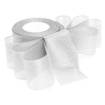 50mm 25 Mètres Fil Bord Or Argent paillettes Effet Ruban De Mariage Cadeau D'emballage Cadeau Accessoires