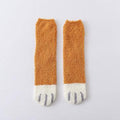 Coral Velvet Socks Chaussettes chaudes et épaisses à motif de griffes de chat