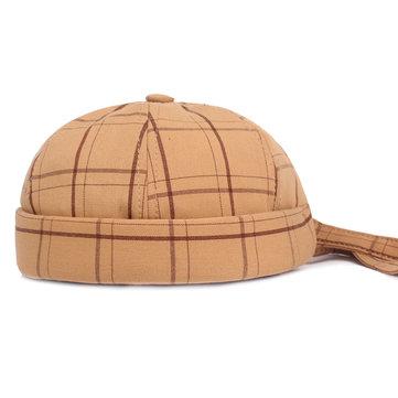 Chapeau seau rétro ajustable en coton à carreaux