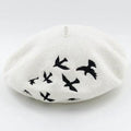 Béret chaud en laine à broderie