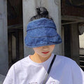 Chapeau haut de forme en denim lavé réglable et respirant