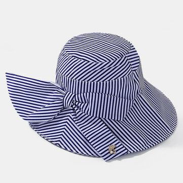 Stripe Beach Sun Hat  Cotton Wide Brim Hat For Women Elegant Multipurpose Foldable Anti-UV Cap For Lady