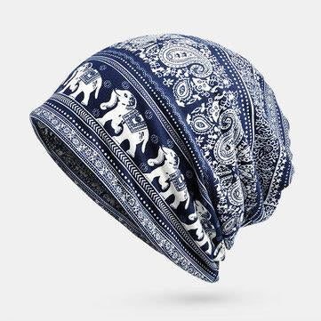 Elephant Retro Beanie Hat Turban Chemotherapy Cap
