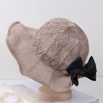 Chapeau de pêcheur pliable respirant creux noeud-noeud noeud chapeau de seau occasionnel extérieur parasol