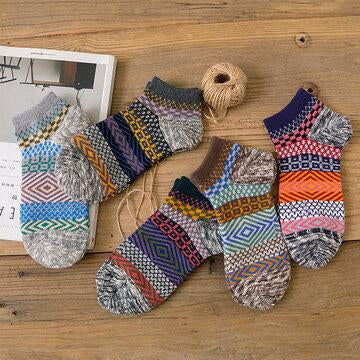 5pc rétro ethnique laine chaussettes coton épaissi chaussettes épaisses chaussettes de ligne