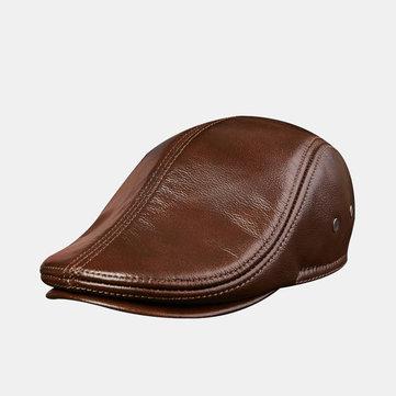 Chapeau chaud béret en cuir de vache première couche