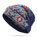 Chapeau beanie à broderie ethnique en coton