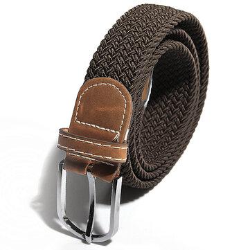Ceinture Unisexe Élastique Stretch En Cuir Artificiel À Boucle