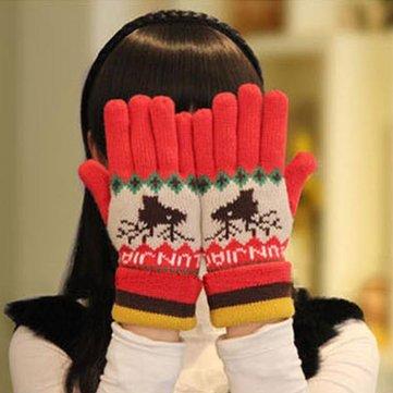 Warm Knitted Five Finger Gloves for Women
