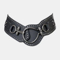 Wide diagonal willow skin belt for women, black belt