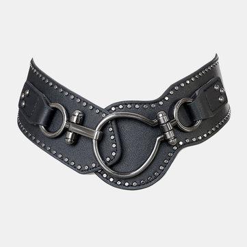 Wide diagonal willow skin belt for women, black belt