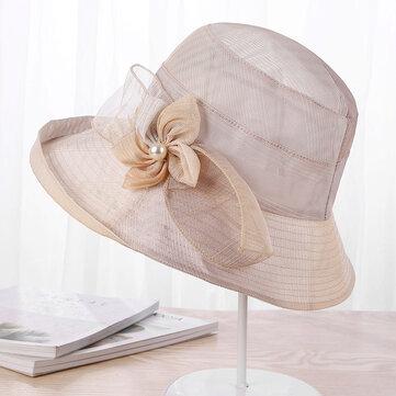 Mesh Foldable Wide Brim Hat Anti-UV Cap For Lady Flower Beach Sun Hat For Women Elegant Summer Hats
