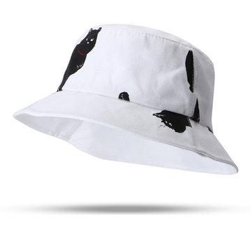 Doodle Cat Hat Cap Chapeau de pêcheur en coton sauvage