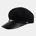 Chapeau en laine bleu marine style britannique chaîne béret chapeau octogonal