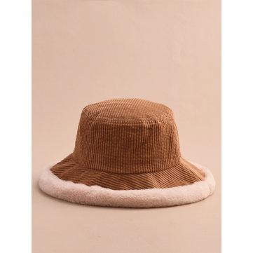 Cute Soft Chapeau de pêcheur Chapeau en velours côtelé Chapeau chaud hiver