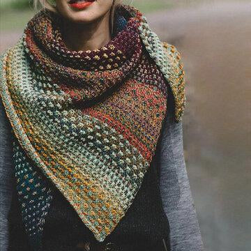 Multifarben Color Block Cotton Blend Women Scarves & Shawls
