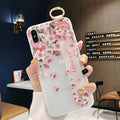 Silicone de cas de téléphone de poignet de relief de fleur de pêche