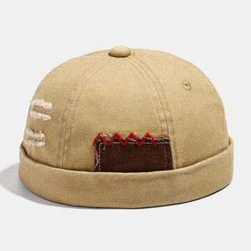 COLLROWN Chapeaux Brimless en coton lavé avec surpiqûres Casquettes ajustables Skull