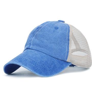 Casquette de baseball en tissu lavé rétro de couleur unie respirante