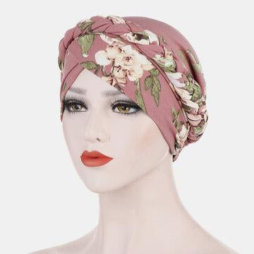 Women Print Campaign Floral Twist Beanie Cap Turban Chemotherapy Cap