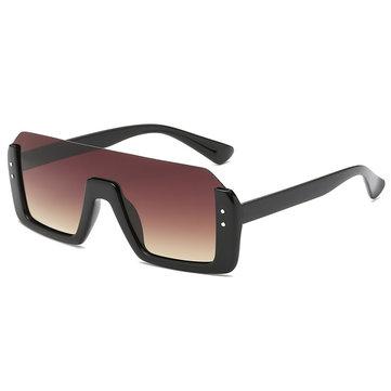 Lunettes de soleil carrées rétro Big Box Half Frame Rivet Parasol