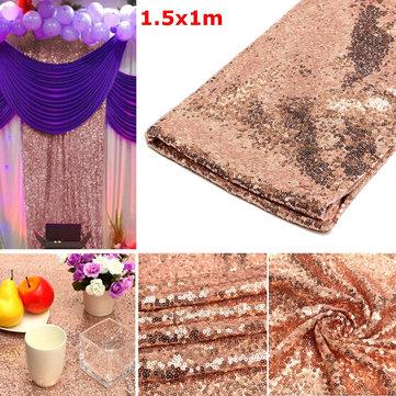 100 * 150cm Rectangular Rose Gold Sequin Tablecloth Party Banquet Table Decoration