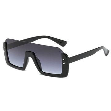 Lunettes de soleil carrées rétro Big Box Half Frame Rivet Parasol