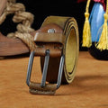 Genuine Leather Mens Belt Casual Frosted Waistband Belt Strap Pin Brooch Retro Belt