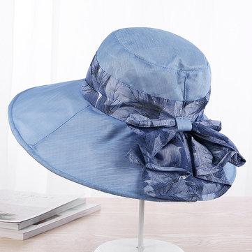 Womens Bowknot Foldable Summer Bucket Hat