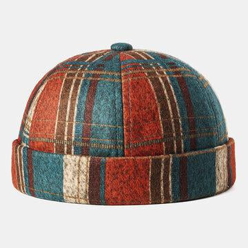 Casquette crâne sans bretelles multicolore à carreaux Soft en feutre