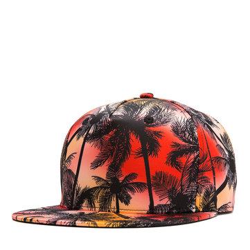 Chapeau plat de hip hop feuille de noix de coco vent tropical Baseball Ca