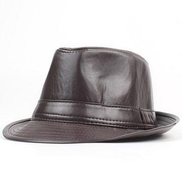 Chapeau jazz vintage en cuir PU