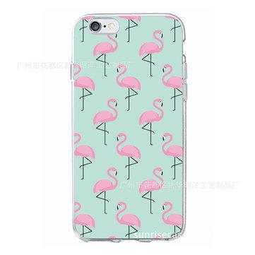 Etui transparent pour téléphone portable avec motif coloré Flamingo