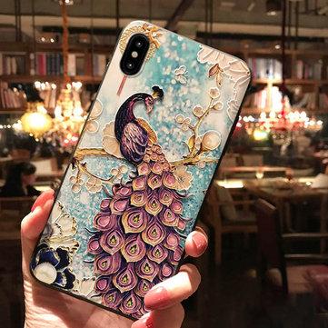 Cas de téléphone de TPU de peinture de soulagement de paon de palais