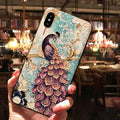 Cas de téléphone de TPU de peinture de soulagement de paon de palais