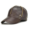 Casquette de base-ball en cuir véritable de vache avec rabats d'oreilles