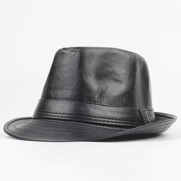 Chapeau jazz vintage en cuir PU