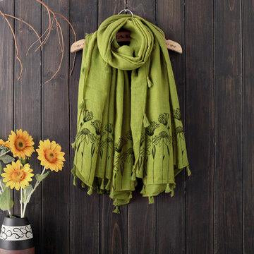 Écharpe longue chaude en plein air à motif floral de couleur unie multi-usages avec gland