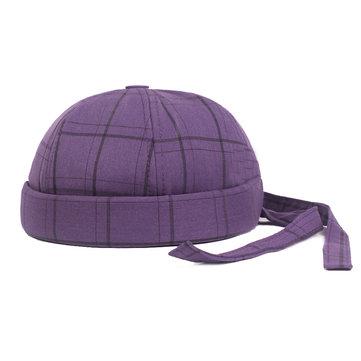 Chapeau seau rétro ajustable en coton à carreaux
