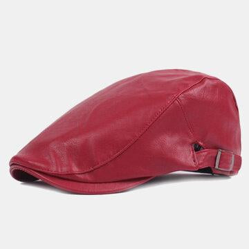 Casquettes de béret en cuir artificiel Casquette gavroche décontractée
