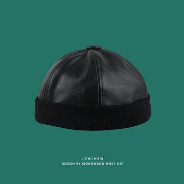 Version du chapeau en cuir PU Melon chapeau hip-hop Yuppie