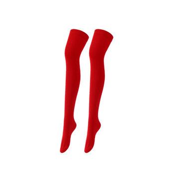 Chaussettes hautes de couleur vive en soie brillante épaississant longues Plus coton épais et section mince sur le genou chaussettes chaussettes tombantes